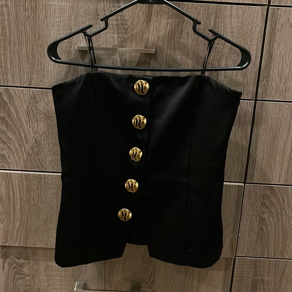 Zara strapless top with gold buttons
